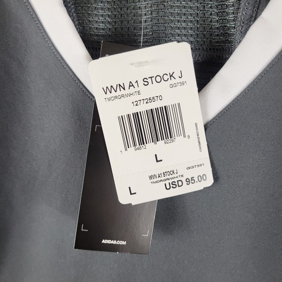 Adidas Football Jersey Mens Large Gray New A1 Stock J GG7391 Short Sleeve - Picture 3 of 9